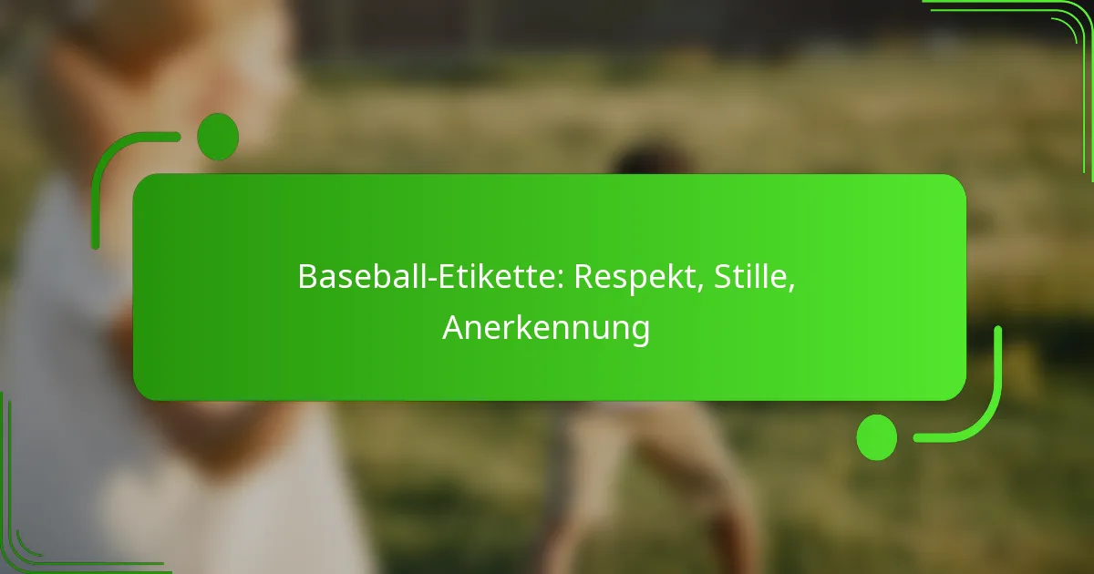 Baseball-Etikette: Respekt, Stille, Anerkennung