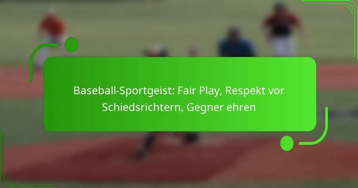 Baseball-Sportgeist: Fair Play, Respekt vor Schiedsrichtern, Gegner ehren