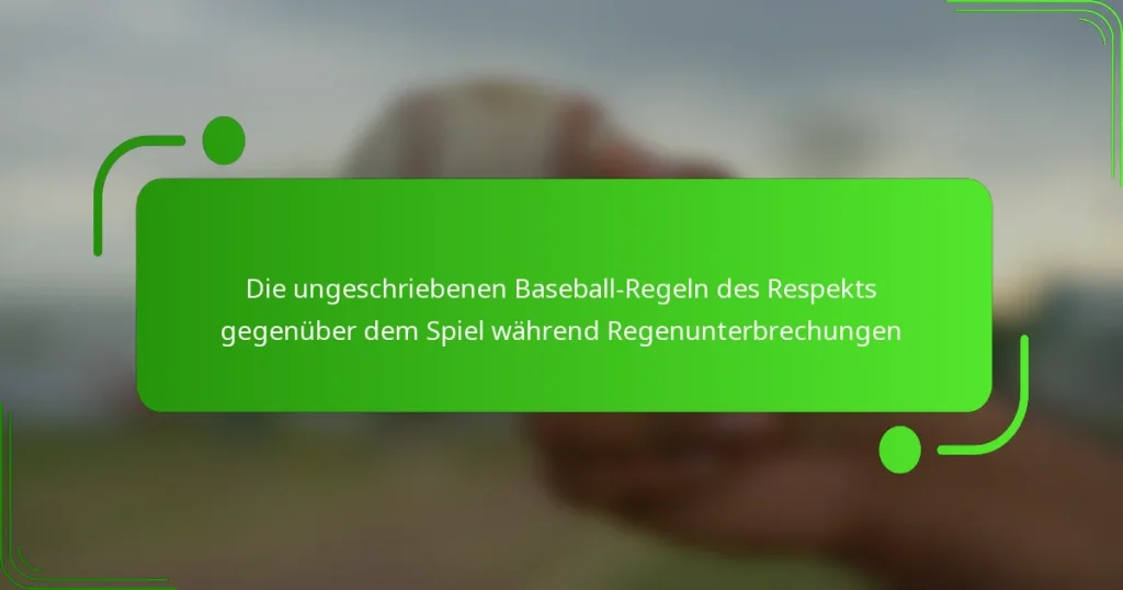 Die ungeschriebenen Baseball-Regeln des Respekts gegenüber dem Spiel während Regenunterbrechungen