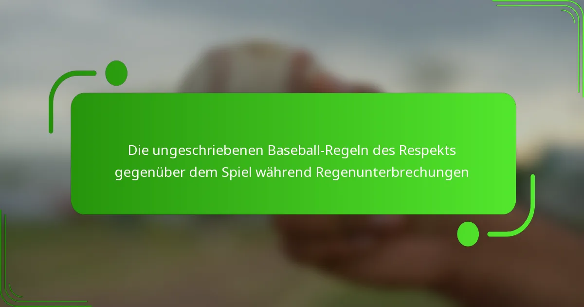 Die ungeschriebenen Baseball-Regeln des Respekts gegenüber dem Spiel während Regenunterbrechungen