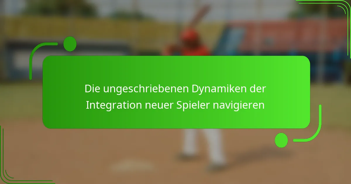 Die ungeschriebenen Dynamiken der Integration neuer Spieler navigieren