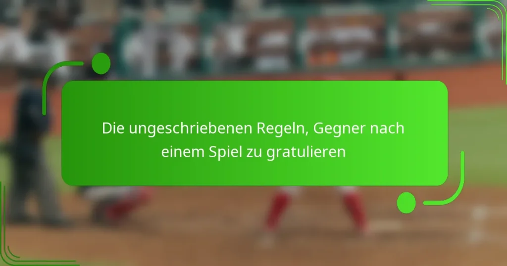 Die ungeschriebenen Regeln, Gegner nach einem Spiel zu gratulieren
