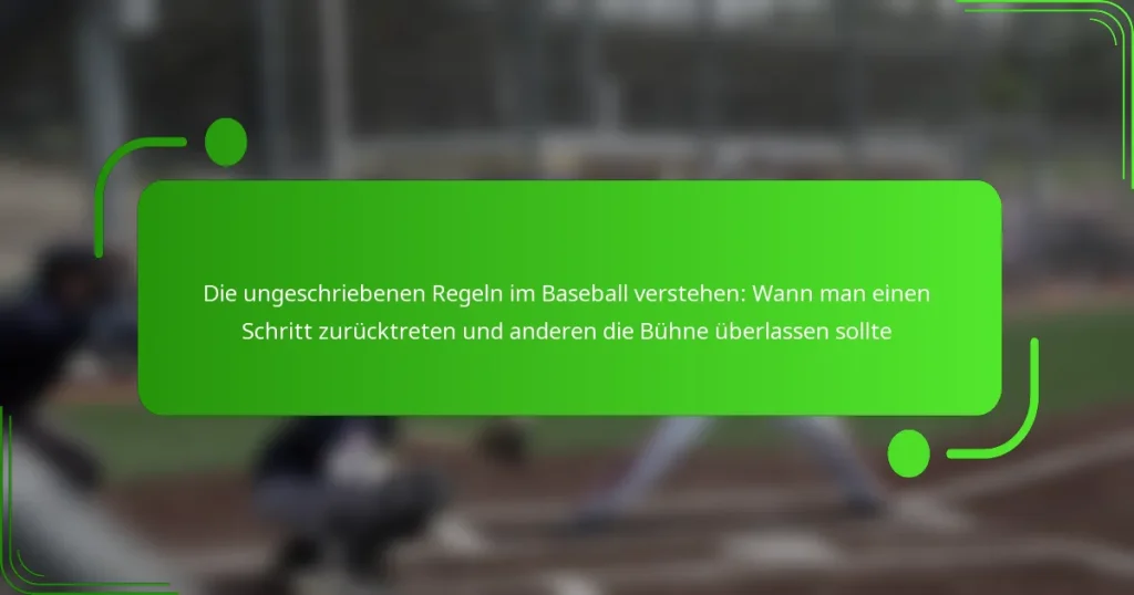 Die ungeschriebenen Regeln im Baseball verstehen: Wann man einen Schritt zurücktreten und anderen die Bühne überlassen sollte