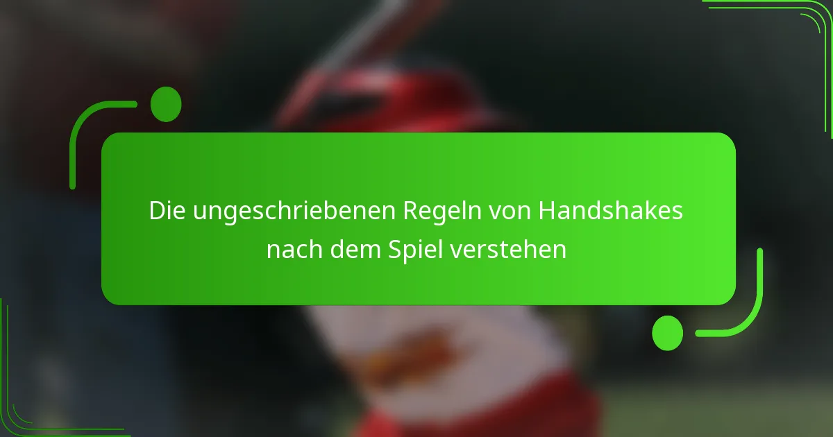 Die ungeschriebenen Regeln von Handshakes nach dem Spiel verstehen