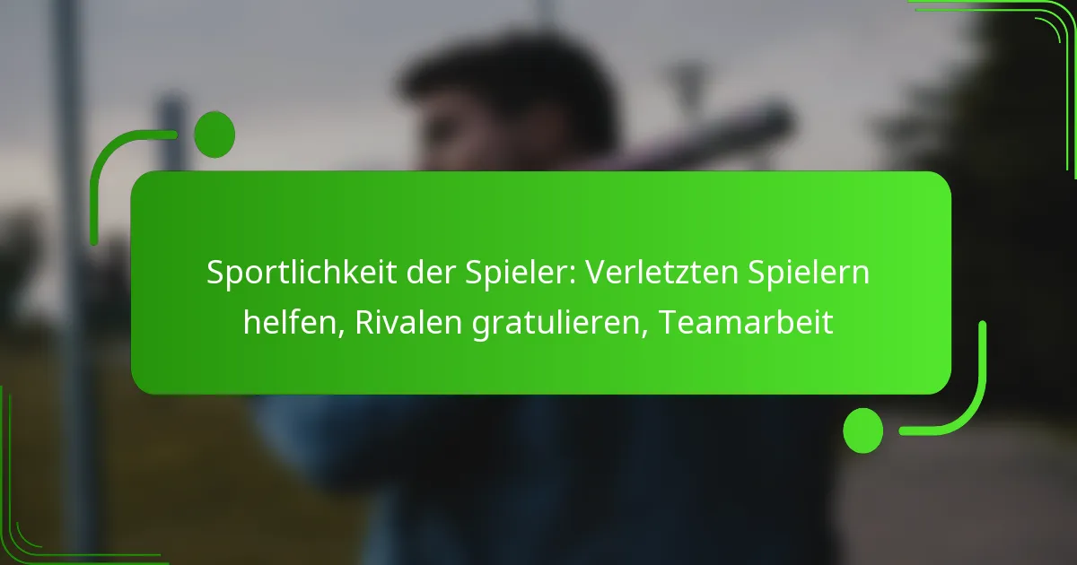 Sportlichkeit der Spieler: Verletzten Spielern helfen, Rivalen gratulieren, Teamarbeit
