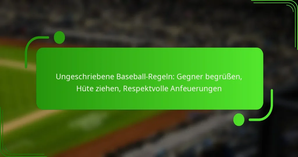 Ungeschriebene Baseball-Regeln: Gegner begrüßen, Hüte ziehen, Respektvolle Anfeuerungen