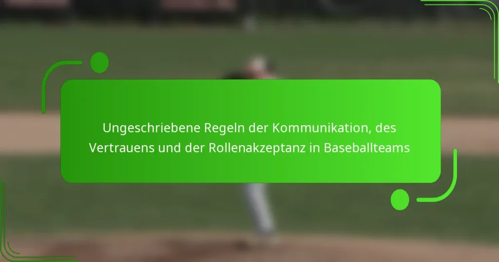 Ungeschriebene Regeln der Kommunikation, des Vertrauens und der Rollenakzeptanz in Baseballteams