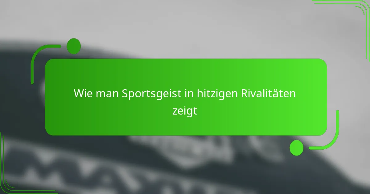 Wie man Sportsgeist in hitzigen Rivalitäten zeigt