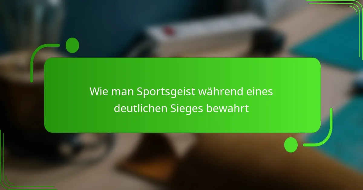 Wie man Sportsgeist während eines deutlichen Sieges bewahrt