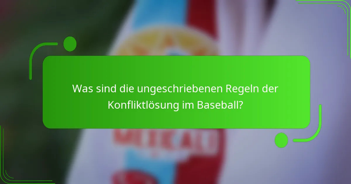 Was sind die ungeschriebenen Regeln der Konfliktlösung im Baseball?
