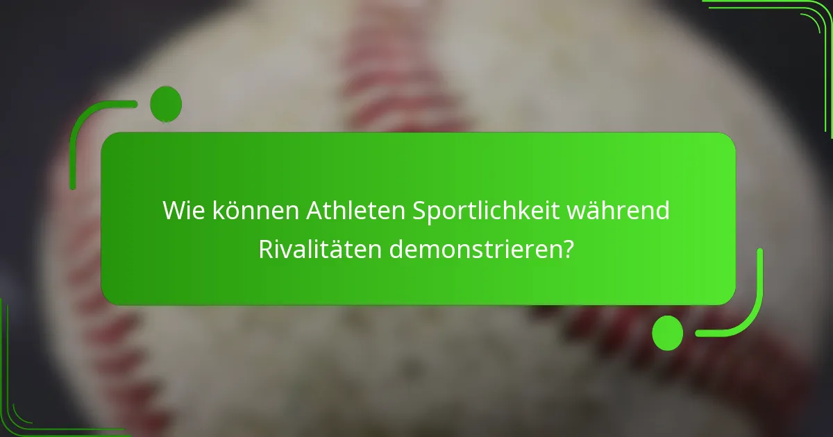 Wie können Athleten Sportlichkeit während Rivalitäten demonstrieren?