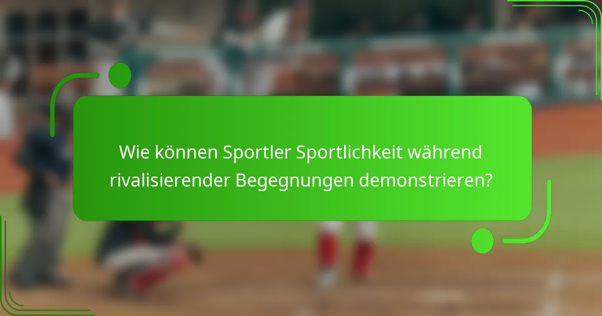 Wie können Sportler Sportlichkeit während rivalisierender Begegnungen demonstrieren?